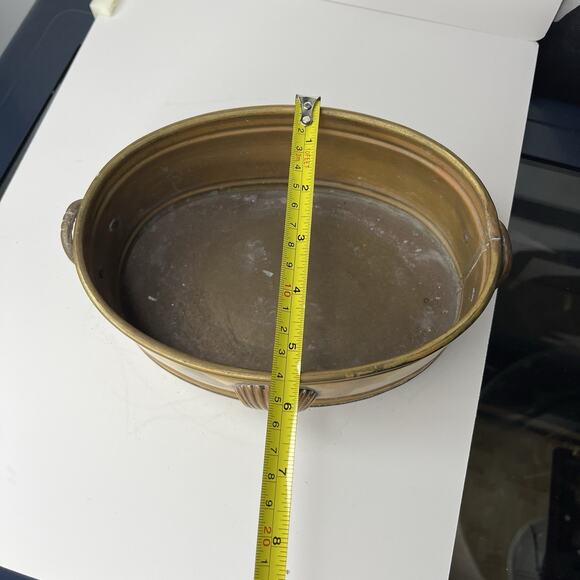 Vintage Midcentury Brass Planters Set of 3 Seashell Handle 5.5" 7" 8" - Picture 4 of 15